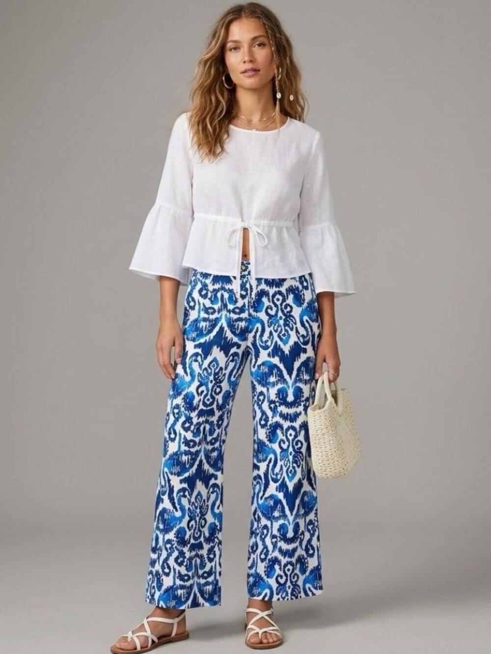 Lilly Pulitzer size 00 Wide Leg Flowy Resortwear Blue Old money Hamptons NWT